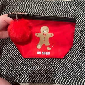 Mad Love Red Gingerbread Zipper Bag with Oh Snap, Red PomPom Brand New